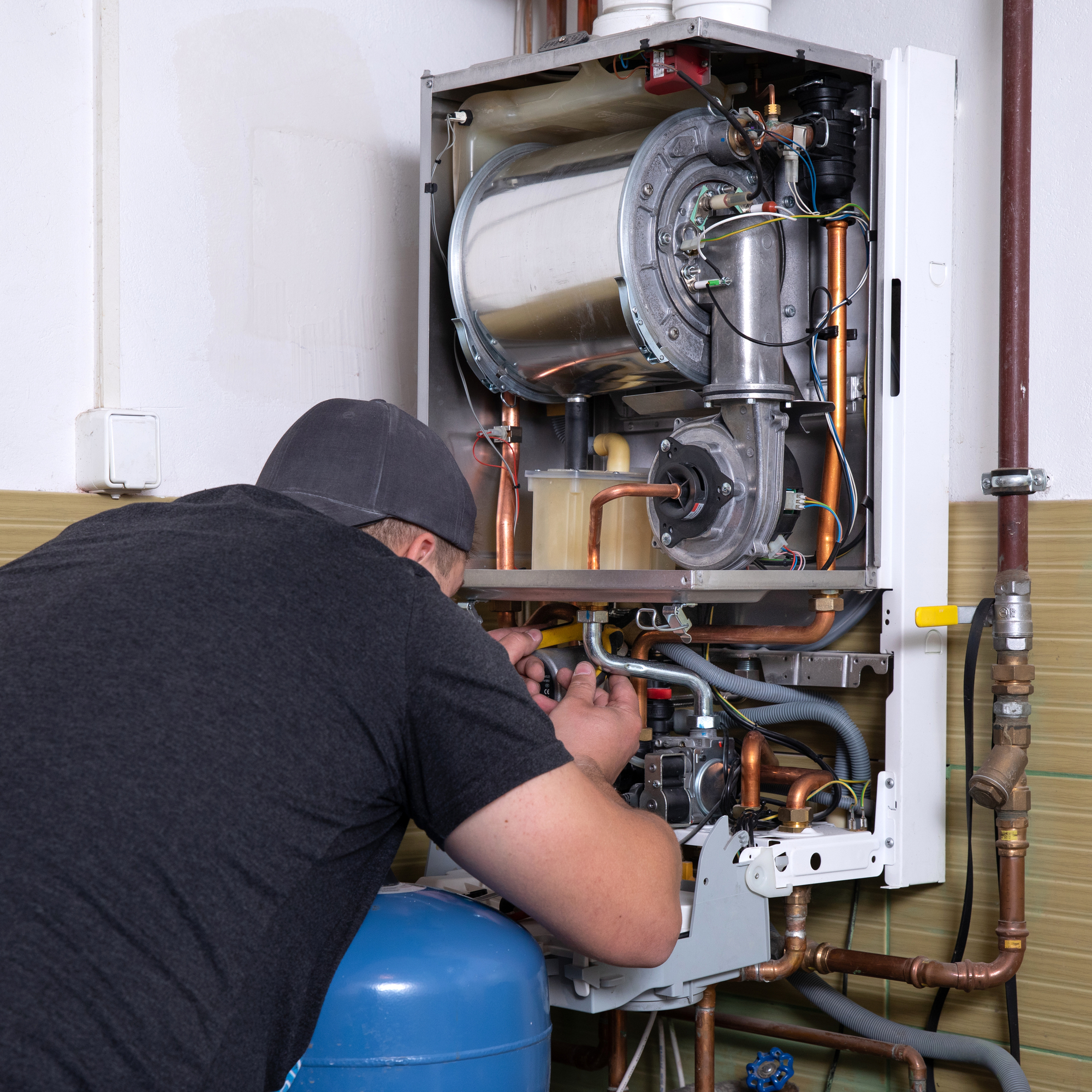 Master of gas service, adjusts the combustion gas on the gas boiler